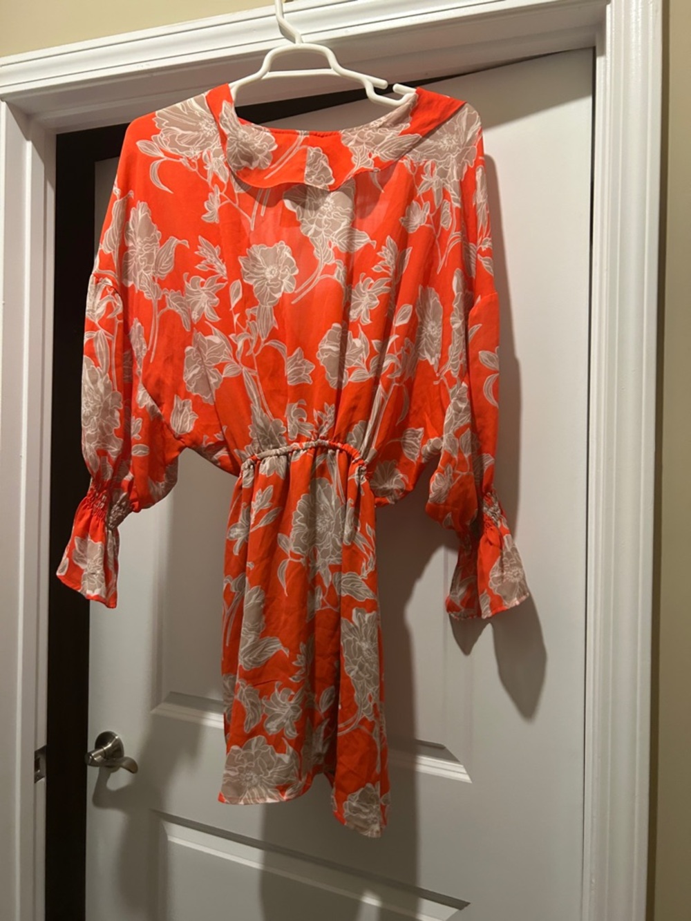 Bright Orange Floral Dress - Picture 2 of 2